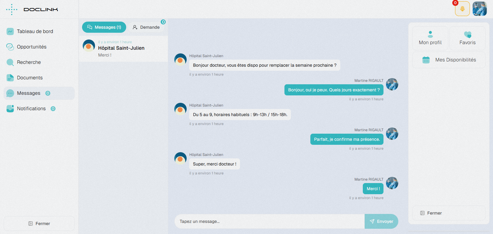 Messagerie et notifications